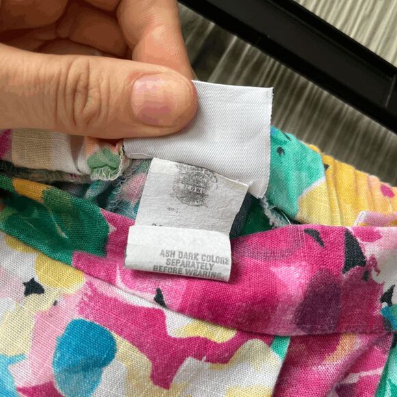 Vintage Koret Union Made Floral Skirt Cotton Blend Midi Pockets M/L - Picture 9 of 11